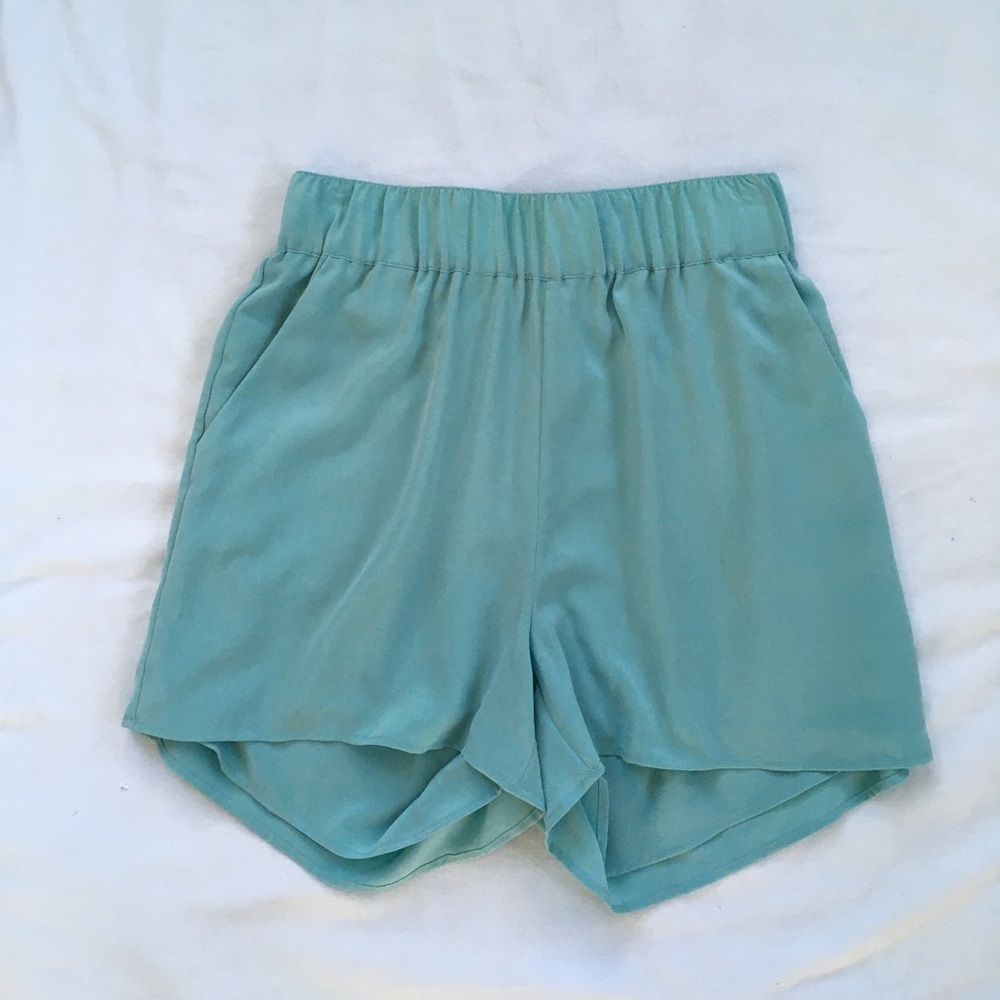 Grana blue silk shorts, Small